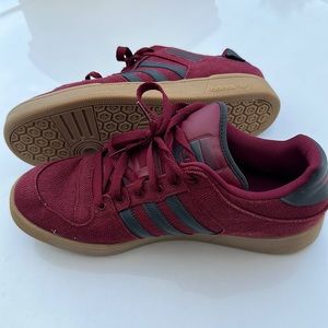 Burgundy hemp Adidas skate shoes